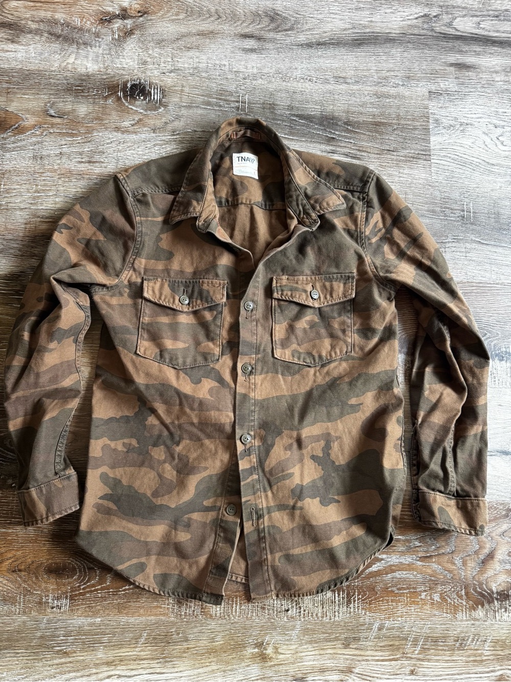 TNA Brown & Olive Camo Military-Style Shirt Jacket